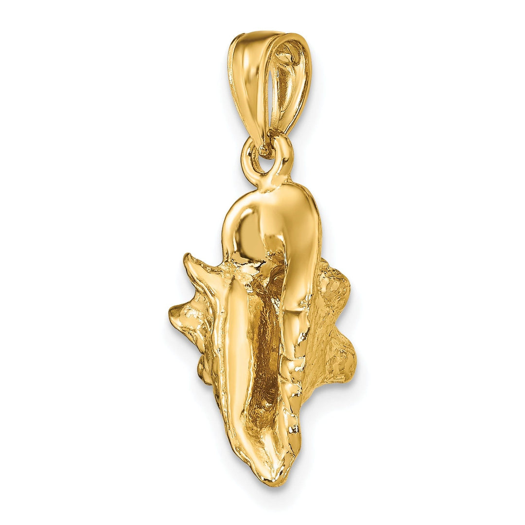 14K Yellow Gold Polished Texture Finish 3-Dimensional Conch Shell Charm Pendant