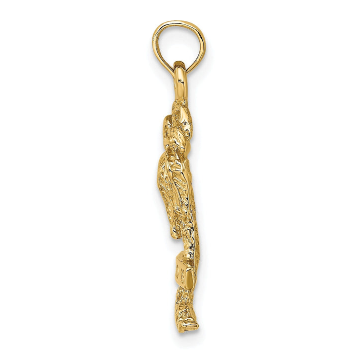 14K Yellow Gold Textured Polished Finish MARCO ISLAND Banner Sign on Palm Tree Charm Pendant