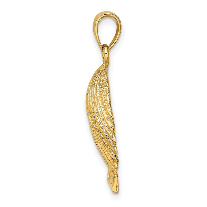 14K Yellow Gold Textured Polished Finish MARCO ISLAND on Scallop Sea Shell Design Charm Pendant