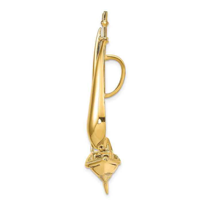 14K Yellow Gold Polish Finish 3-Dimensional Moveable Sailboat Slide Pendant