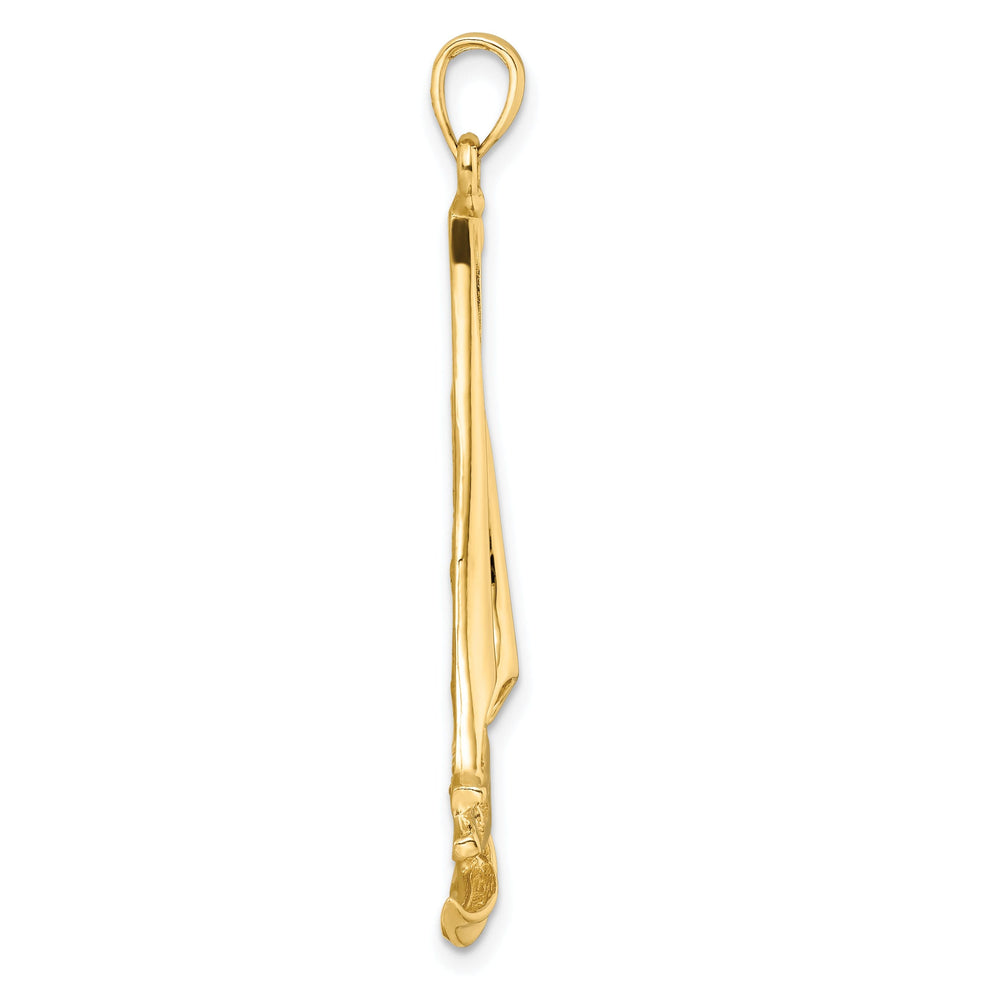 14k Yellow Gold Polished Finish Sailboat with Waves Design Charm Pendant