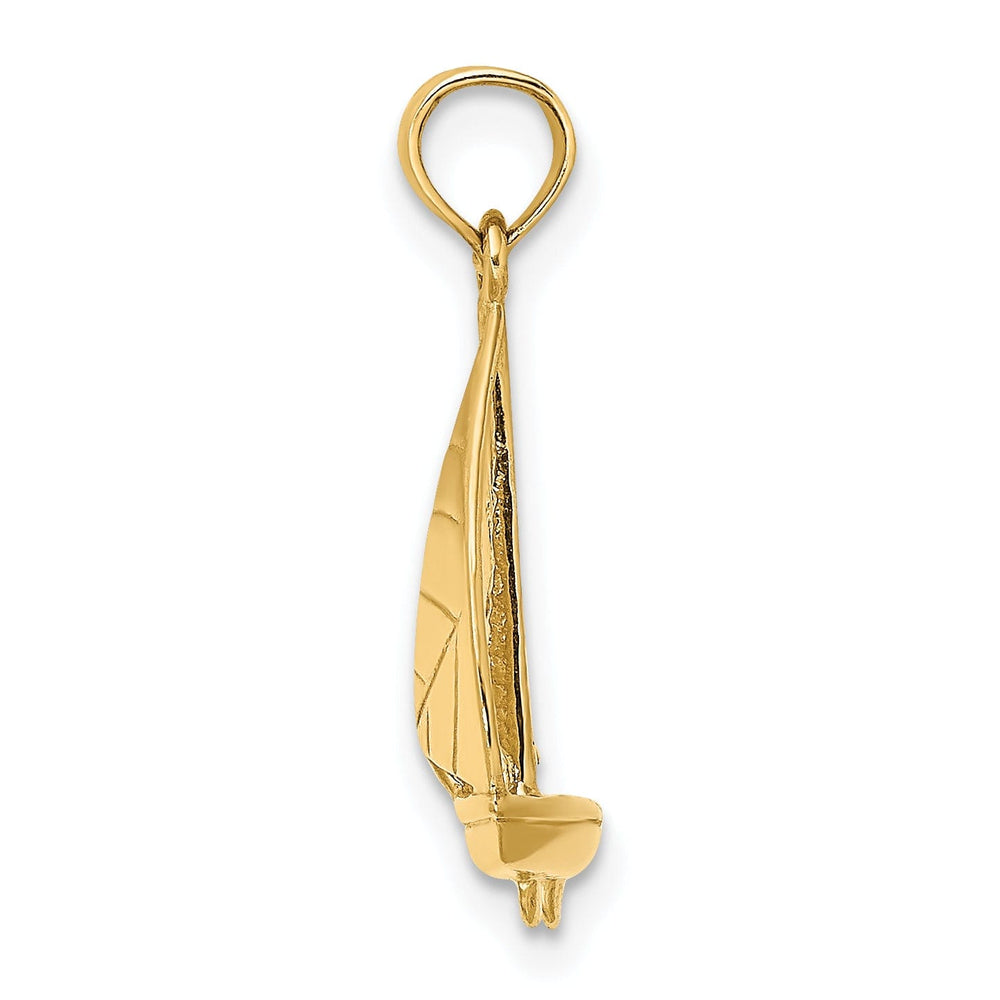 14K Yellow Gold 3-Dimensional Polished Finished sail boat Charm Pendant