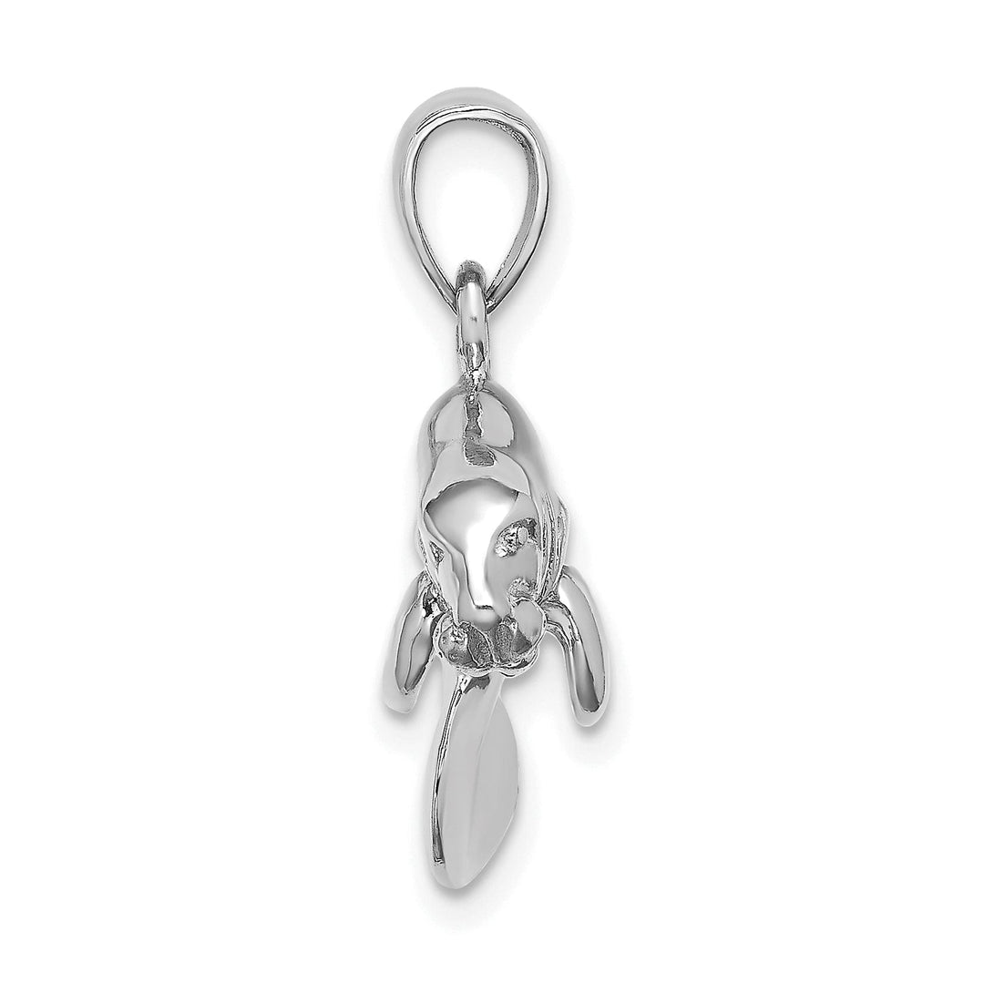 14K White Gold 3-Dimensional Polished Finish Swimming Manatee Design Charm Pendant