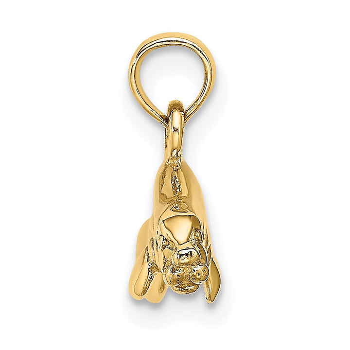 14K Yellow Gold 3-Dimensional Polished Finish Swimming Manatee Design Charm Pendant