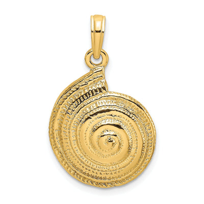 14K Yelloe Gold Solid Textured Polished Finish Troca Open Back Shell Charm Pendant at $ 271.15 only from Jewelryshopping.com