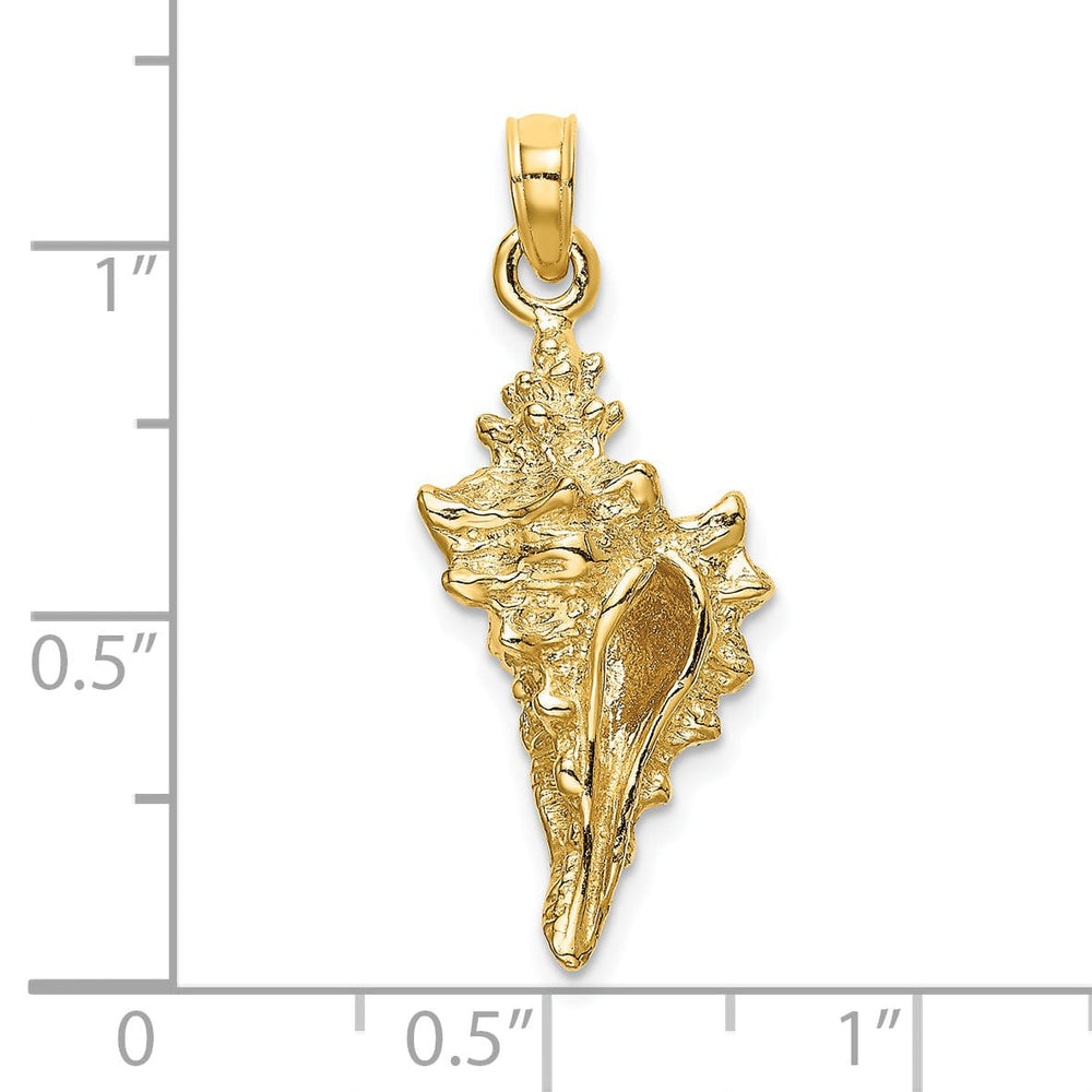 14K Yellow Gold 3-Dimensional Texture Polished Finish Conch Shell Charm Pendant