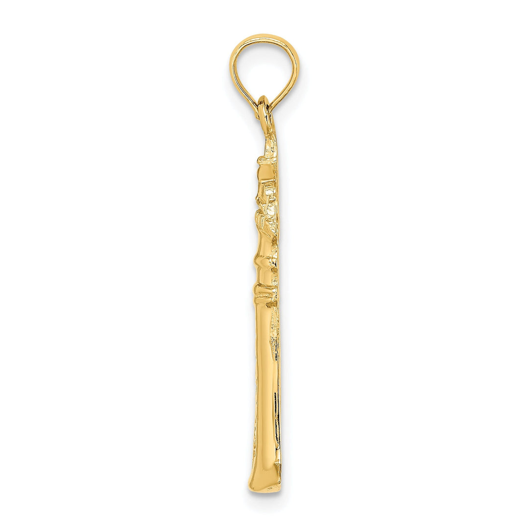 14K Yellow Gold Polished Finish 2-Dimensional KEY WEST Lighthouse Charm Pendant