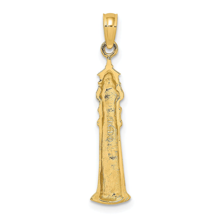 14K Yellow Gold Polished Finish 2-Dimensional KEY WEST Lighthouse Charm Pendant