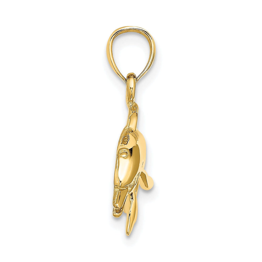 14K Yellow Gold Textured Polished Finish Dolphin Jumping Swimming Design Charm Pendant