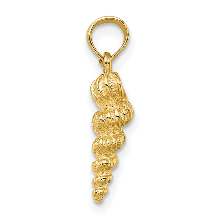 14K Yellow Gold Polished Texture Finish 3-Dimensional Mini Common Wentletrap Shell Design Charm Pendant