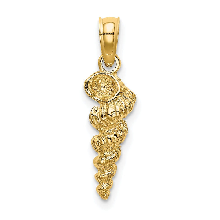 14K Yellow Gold Polished Texture Finish 3-Dimensional Mini Common Wentletrap Shell Design Charm Pendant