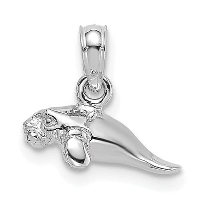 14K White Gold 3-Dimensional Polished Finish Small Size Swimming Manatee Design Charm Pendant at $ 106.03 only from Jewelryshopping.com