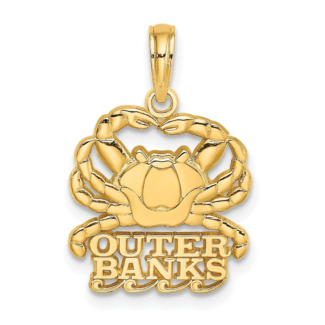 14K Yellow Gold Polished Finish OUTER BANKS Under Sea Crab Charm Pendant