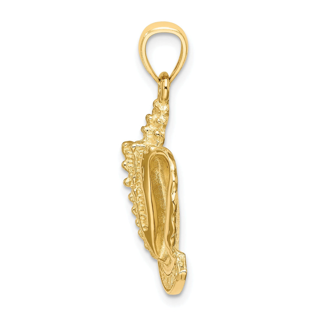 14K Yellow Gold Textured Polished Finish 2-Dimensional TURKS & CAICOS Under Conch Shell Charm Pendant