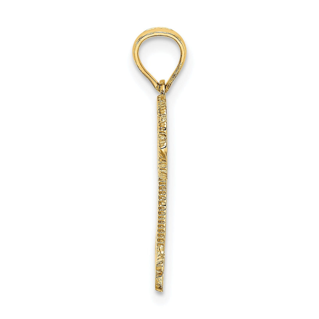 14K Yellow Gold Polished Texture Finish BAHAMAS Under Palm Tree Charm Pendant
