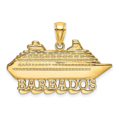 14K Yellow Gold Polished Finish BARBADOS Under Cruise Ship Charm Pendant at $ 312.66 only from Jewelryshopping.com