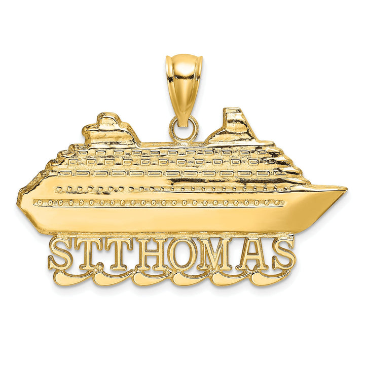 14K Yellow Gold Polished Finish ST. THOMAS Under Cruise Ship Charm Pendant