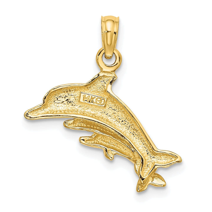14K Yellow Gold Polished Finish Dolphin with 2 Baby Design Charm Pendant