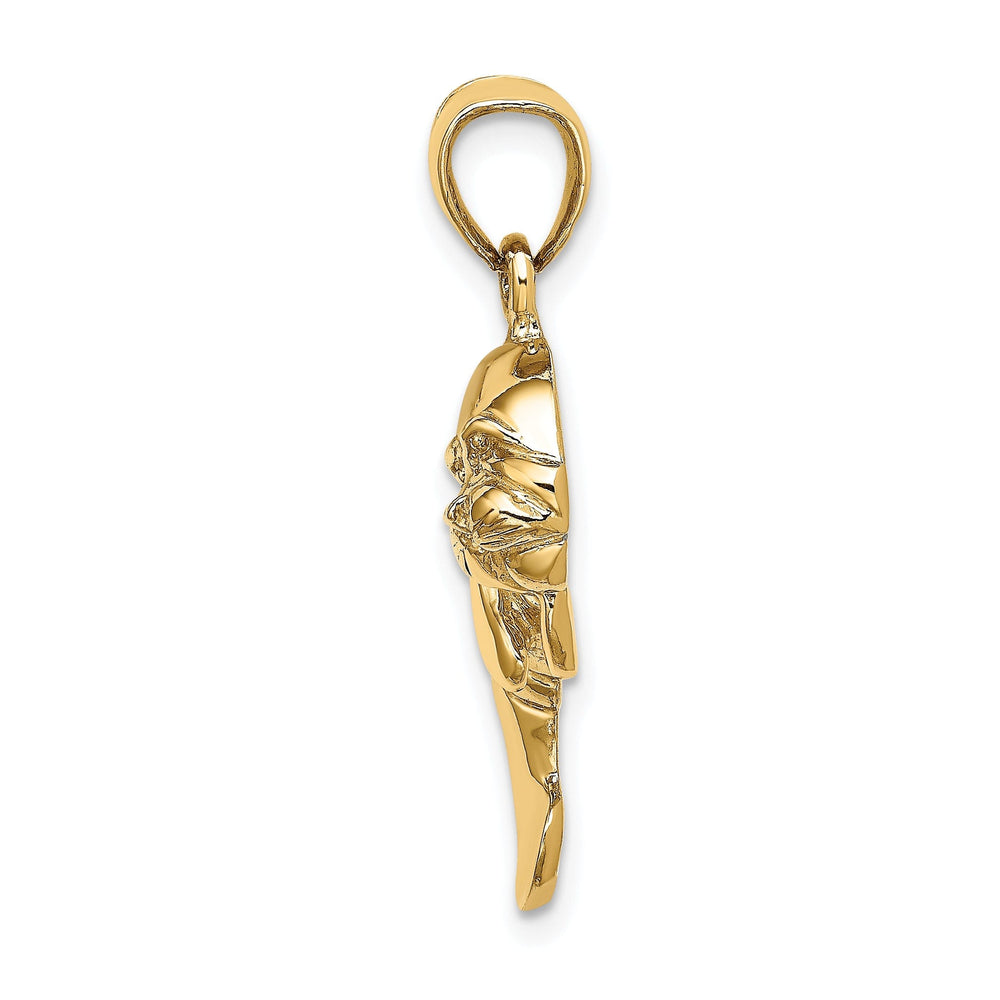 14K Yellow Gold 2-D Polished Finish Swimming Manatee Design Pendant