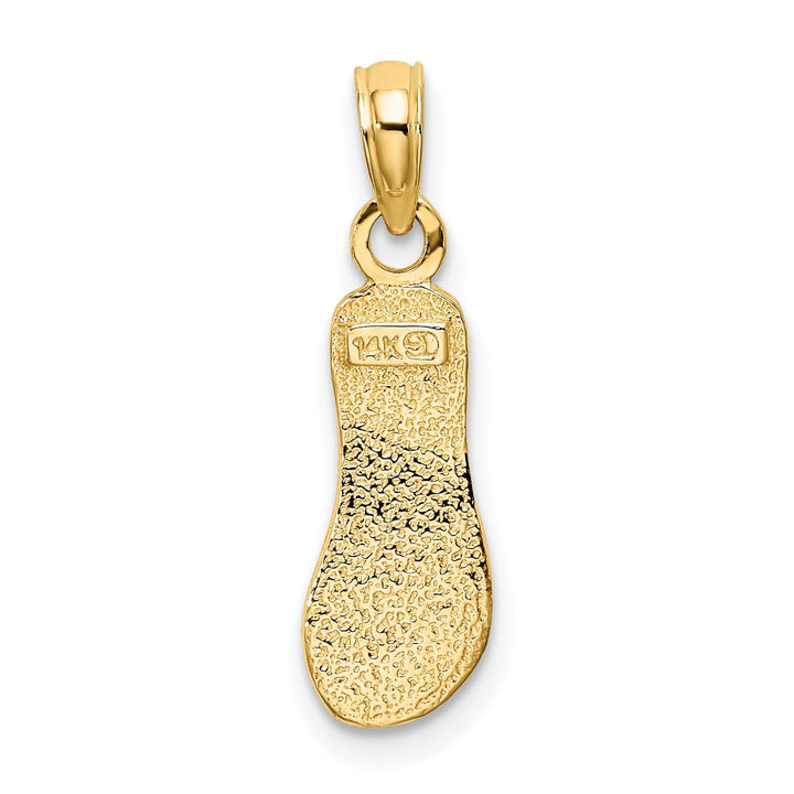 14K Yellow Gold Textured Polished Finish Single Flip-Flop Sandle with Strap Charm Pendant