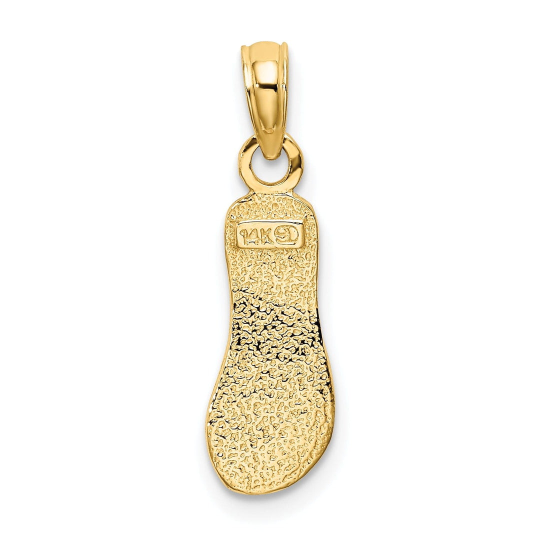 14K Yellow Gold Textured Polished Finish Single Flip-Flop Sandle with Strap Charm Pendant