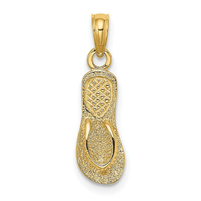 14K Yellow Gold Textured Polished Finish Single Flip-Flop Sandle with Strap Charm Pendant at $ 74.43 only from Jewelryshopping.com