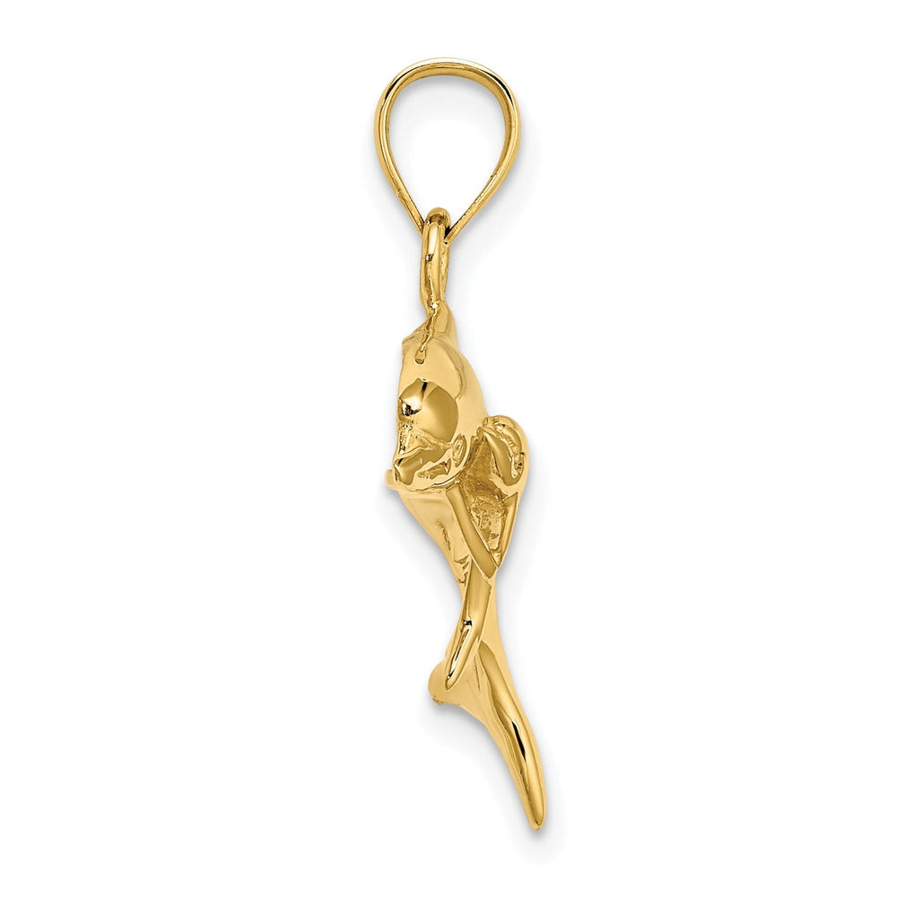 14K Yellow Gold Solid Polished Finish Dolphin with Baby Design Charm Pendant