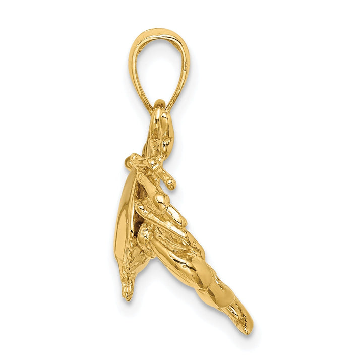 14K Yellow Gold Polished Finish Stone Crab Facing Down Charm Pendant