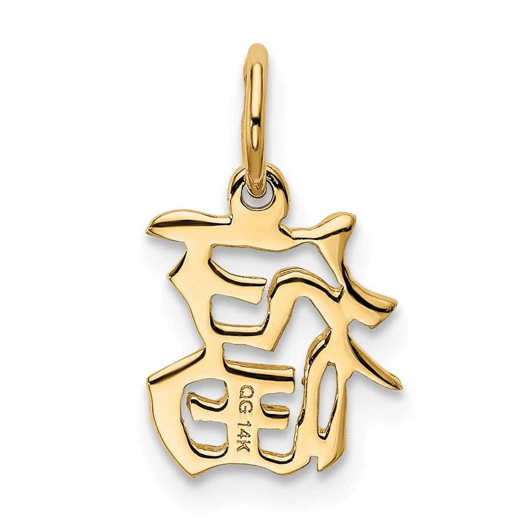 14k Yellow Gold Polished Finish Chinese Symbol Good Luck Charm Pendant