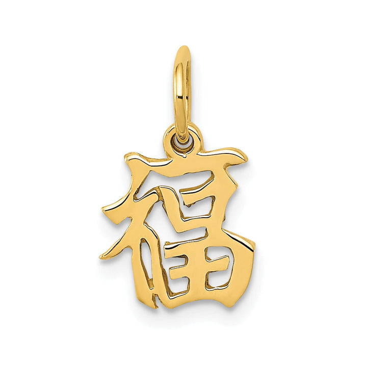 14k Yellow Gold Polished Finish Chinese Symbol Good Luck Charm Pendant