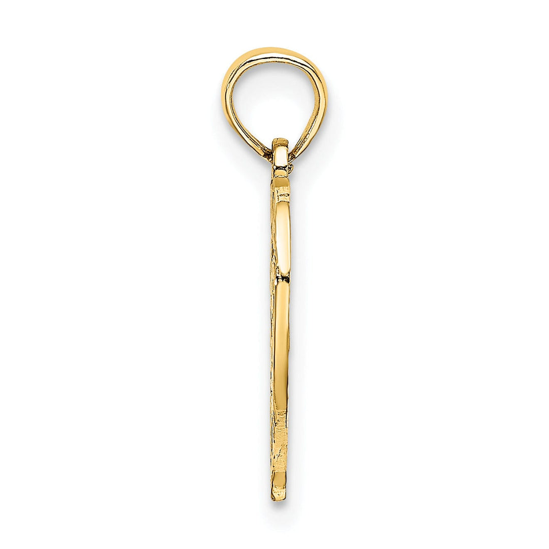14K Yellow Gold Solid Polished Textured Finish Age 35 In Heart Shape Design Charm Pendant