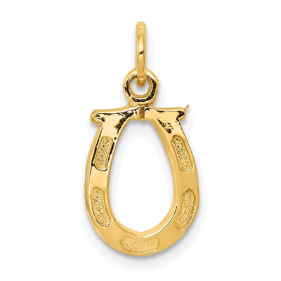 14k Yellow Gold Solid Polished Textured Finish Flat Back Horseshoe Charm Pendant at $ 66.37 only from Jewelryshopping.com