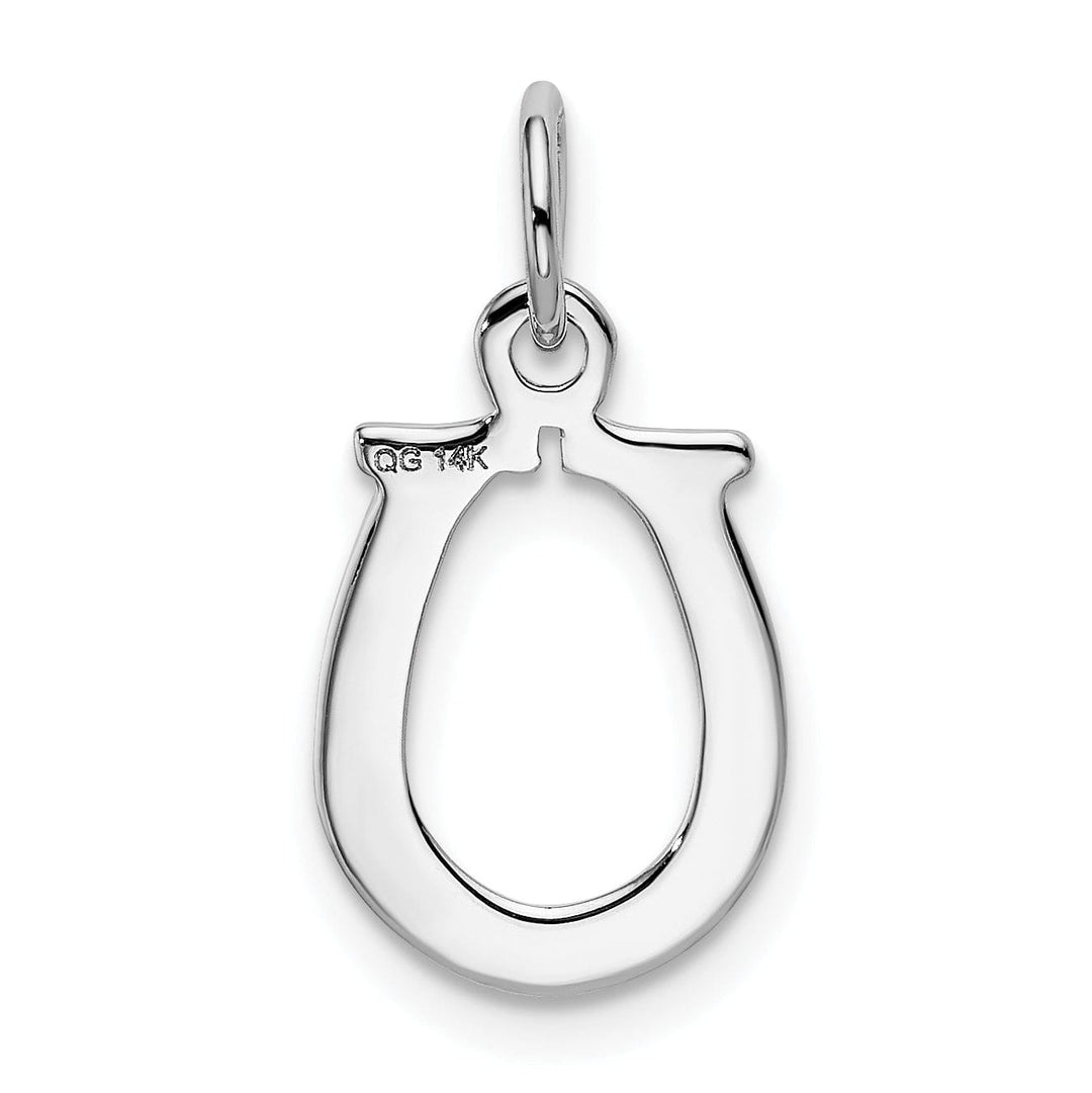 14k White Gold Solid Polished Textured Finish Flat Back Horseshoe Charm Pendant