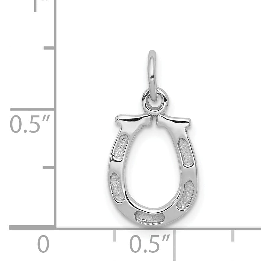 14k White Gold Solid Polished Textured Finish Flat Back Horseshoe Charm Pendant