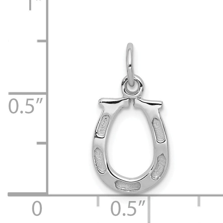 14k White Gold Solid Polished Textured Finish Flat Back Horseshoe Charm Pendant