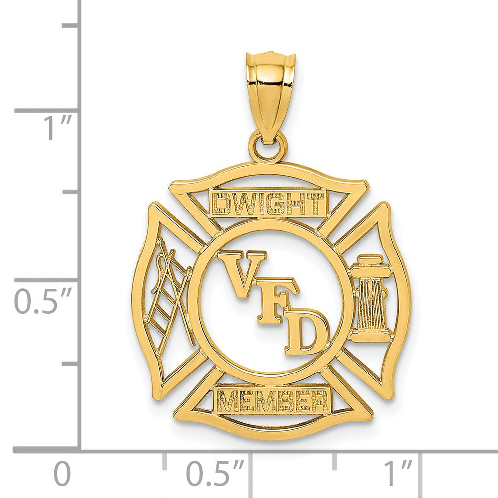 14k Yellow Gold Polished Finish VFD MEMBER in Shield Charm Pendant