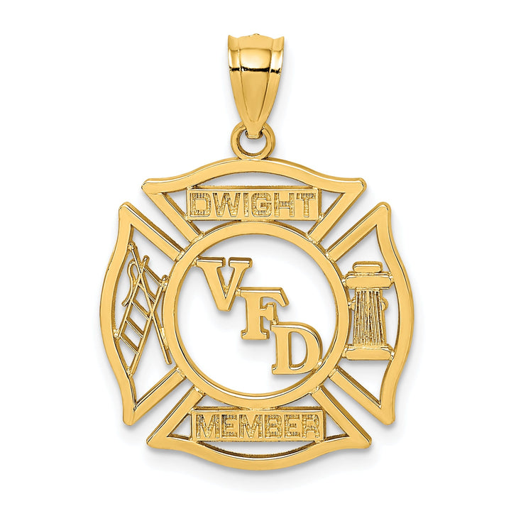 14k Yellow Gold Polished Finish VFD MEMBER in Shield Charm Pendant