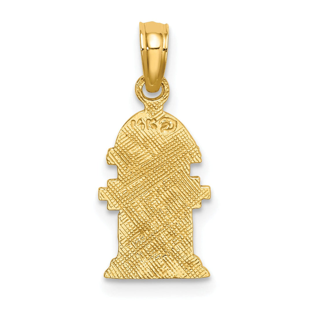 14K Yellow Gold Textured Polished Engraved Finish Fire Hydrant Charm Pendant