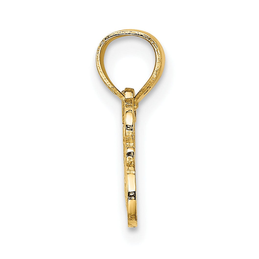 14K Yellow Gold Texture Polished LOVE JESUS Script with Heart Pendant