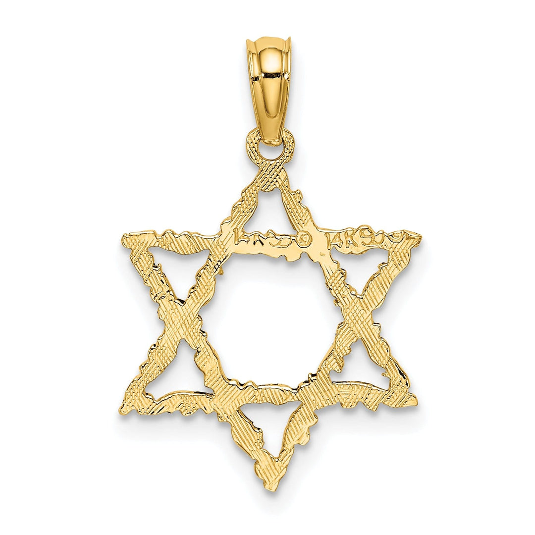 14K Yellow Gold Texture Polish Finish Flat Back Star of David Pendant