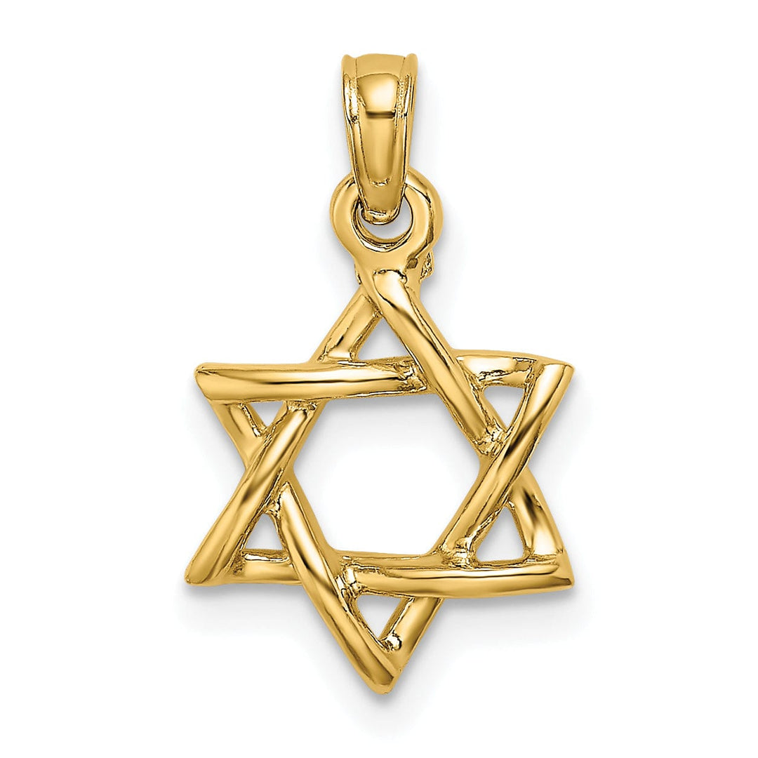 14k Yellow Gold Polished Finish 3-D Star of David Charm Pendant