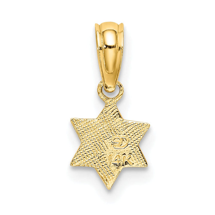 14K Yellow Gold Polish Texture Finish Mini Small Star Of David Pendant