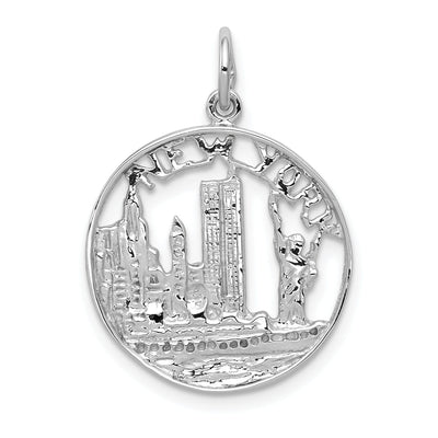 14k White Gold Solid Polished Finish Solid NEW YORK Skyline Theme Design Charm Pendant at $ 125.61 only from Jewelryshopping.com