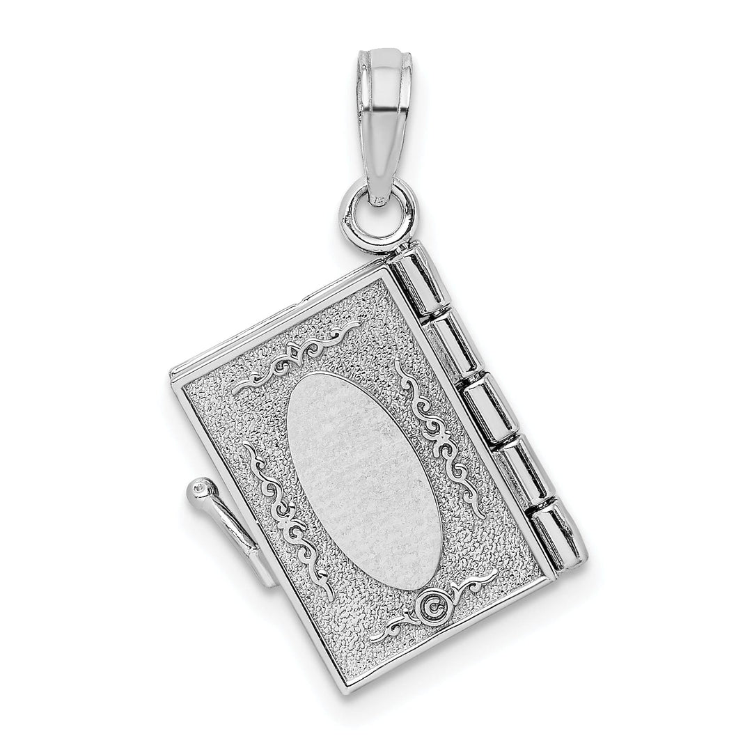 14K White Gold 3-D Moveable Hebrew Ten Commandments Book Pendant