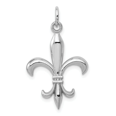 14K White Gold Polished Finish Hollow Concave Shape Mens Fleur-de-Lis Design Charm Pendant at $ 79.51 only from Jewelryshopping.com