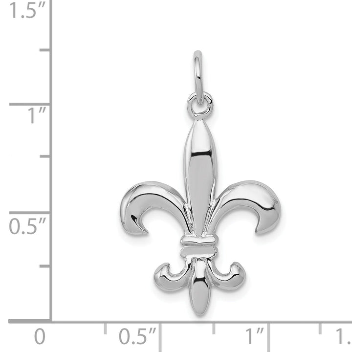 14K White Gold Polished Finish 3-Dimensional Mens Fleur-de-Lis Design Charm Pendant