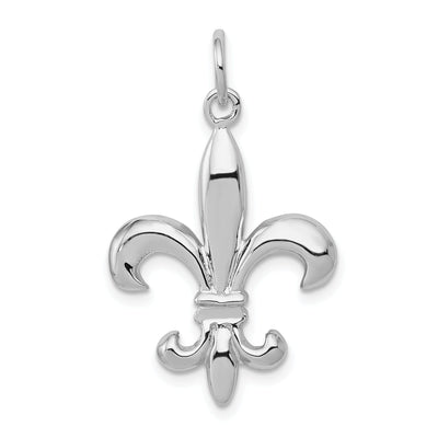14K White Gold Polished Finish 3-Dimensional Mens Fleur-de-Lis Design Charm Pendant at $ 321.25 only from Jewelryshopping.com
