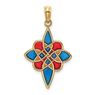 14K Yellow Gold Open Back Polished Multi Color Enameled Finish Celtic Knot Design Charm Pendant at $ 97.9 only from Jewelryshopping.com