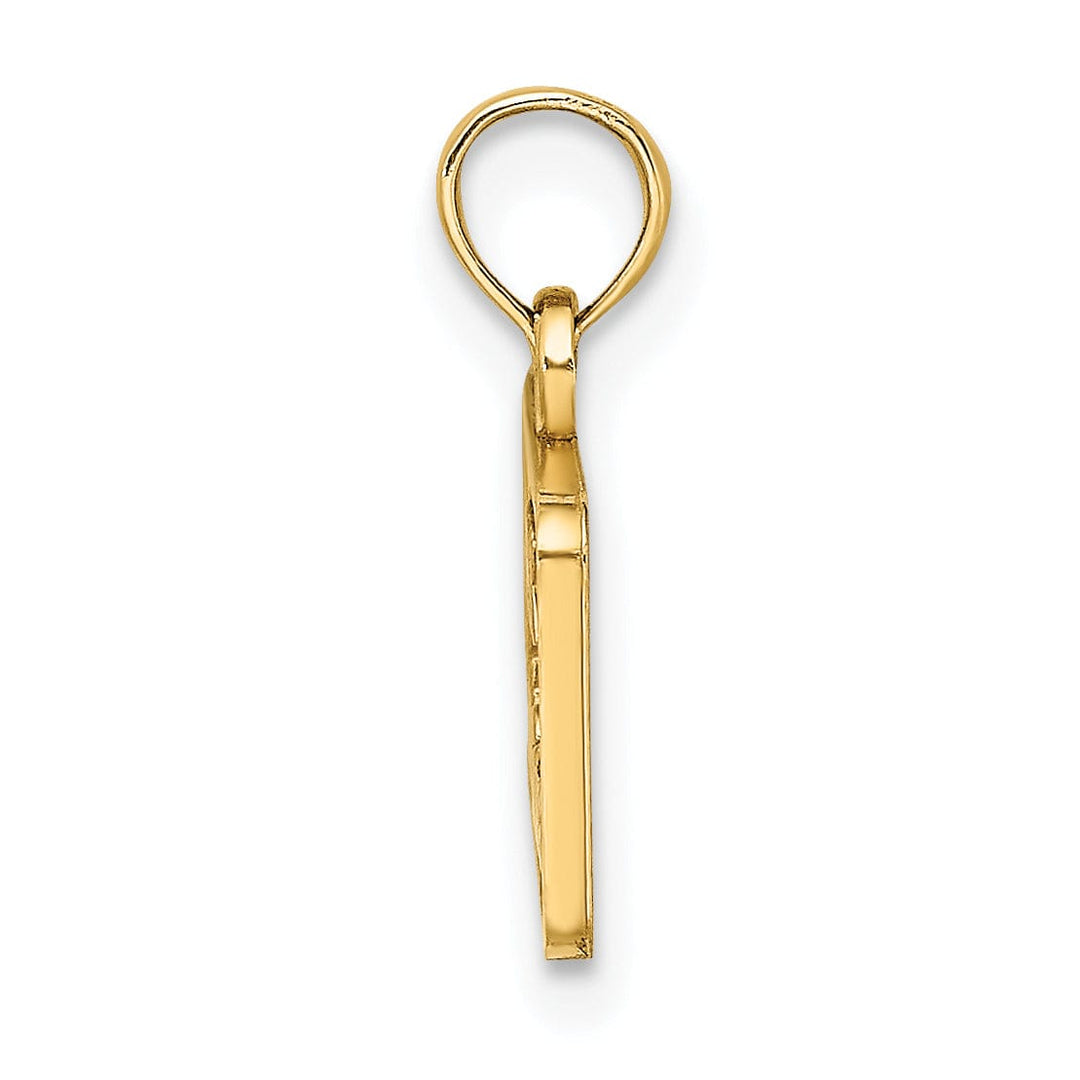 14K Yellow Gold Solid Polished Texture Finish OBX NORTH CAROLINA License Plate Charm Pendant