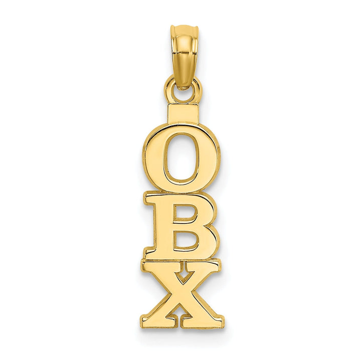 14K Yellow Gold Polished Finish OBX (Outer Banks) Vertical Shape Design Charm Pendant